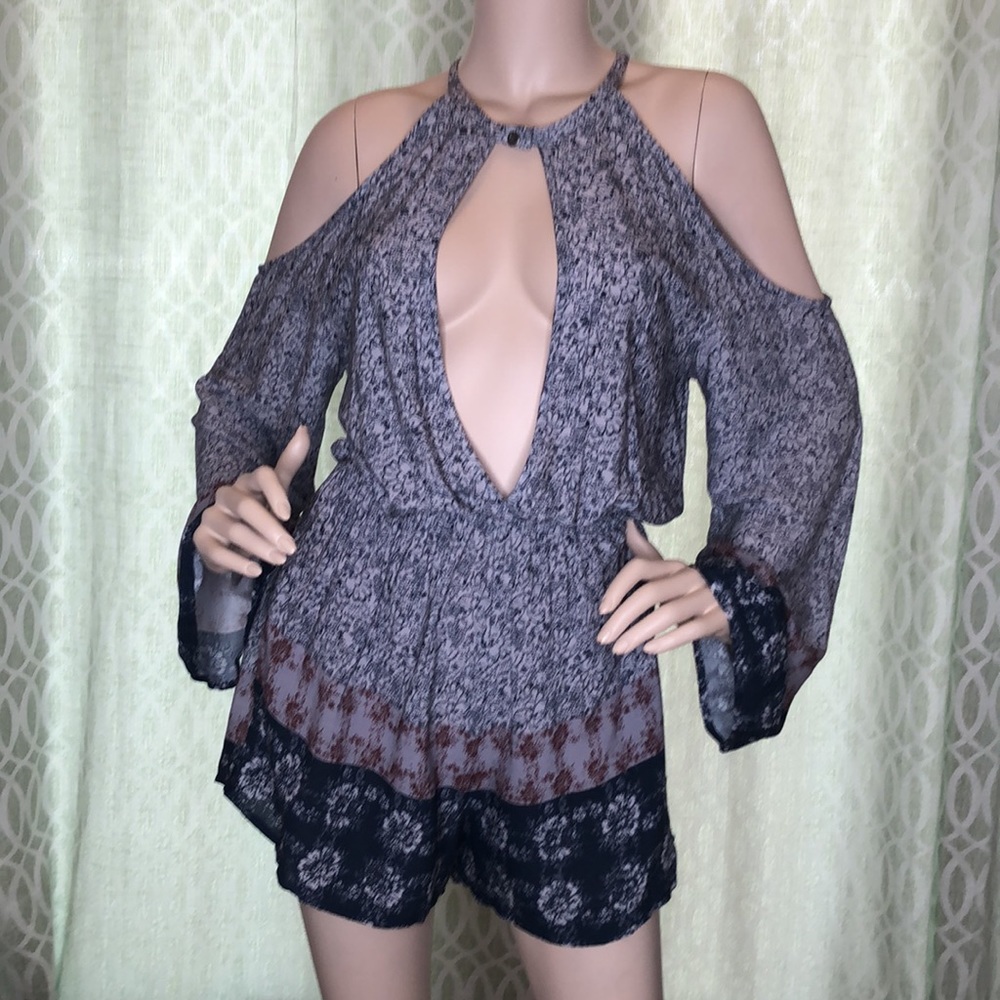 Navy multi print Boho Style romper - Picture 8 of 10